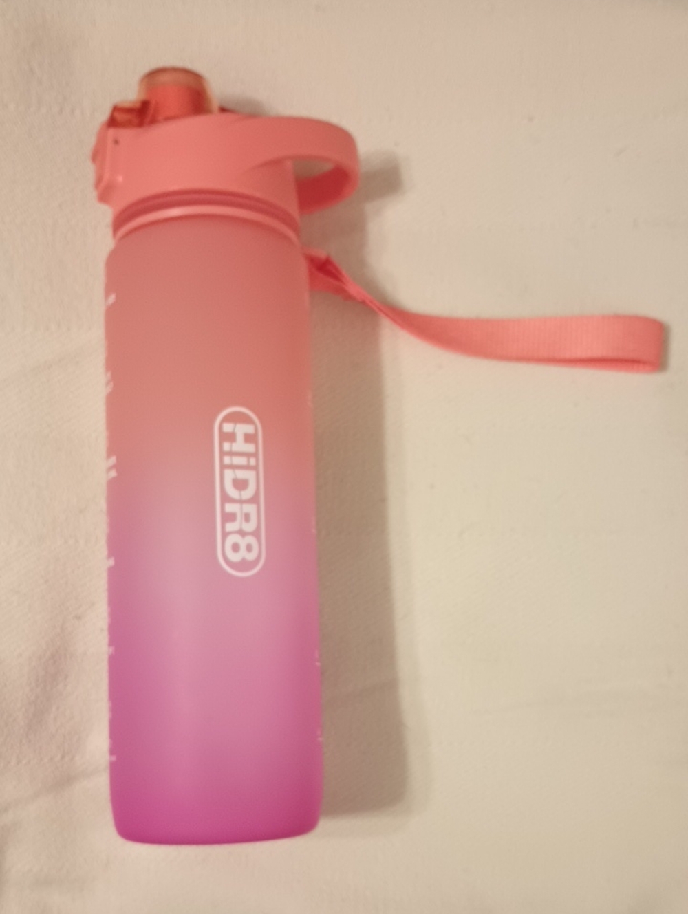 HiDR8 Ombre Pink Water Bottle with Carry Strap